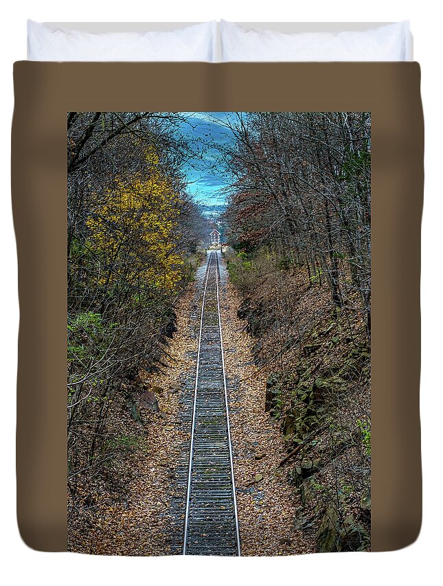 Autumn Duvet Cover featuring the photograph A Long Way Home by Brian Shoemaker