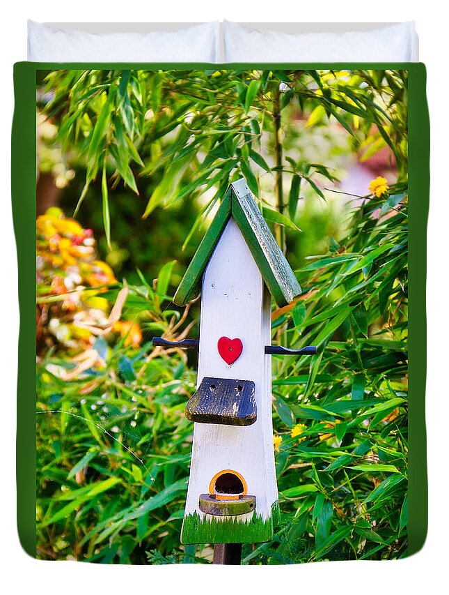 Birdhouse Duvet Cover featuring the photograph Home is where the heart is by Tatiana Travelways