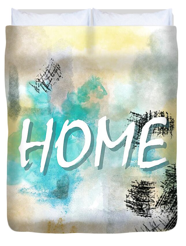 Home Sweet Home Duvet Cover featuring the digital art Home Sweet Home Abstract 68 by Lucie Dumas