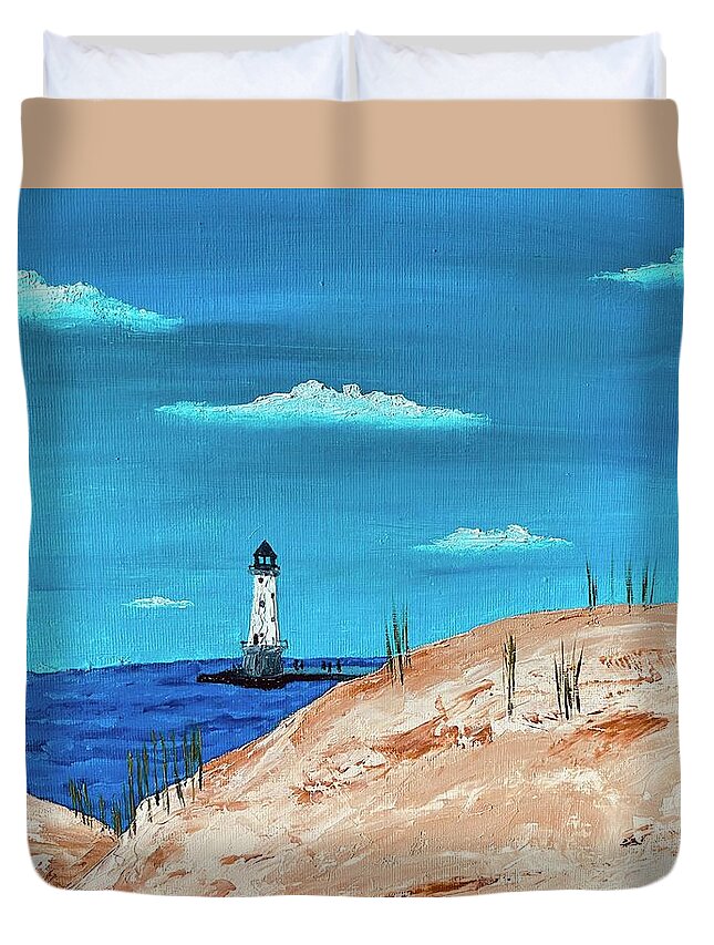 Oil Painting Duvet Cover featuring the painting Home View by Lisa White