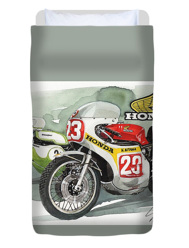 Honda Duvet Cover featuring the painting Honda CB500R by Yoshiharu Miyakawa