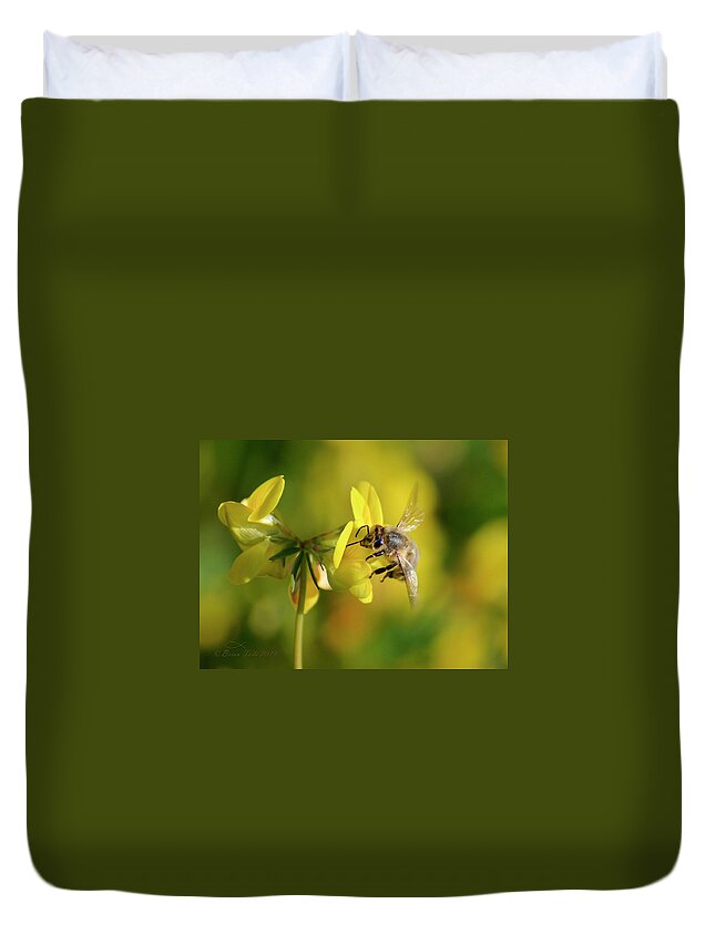 Bee Duvet Cover featuring the photograph Honeybee In An Abstract Floral World by Brian Tada