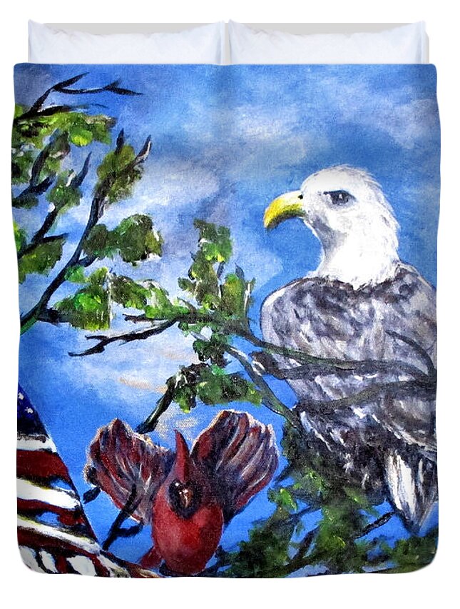 American Flag Duvet Cover featuring the painting Hope by Clyde J Kell