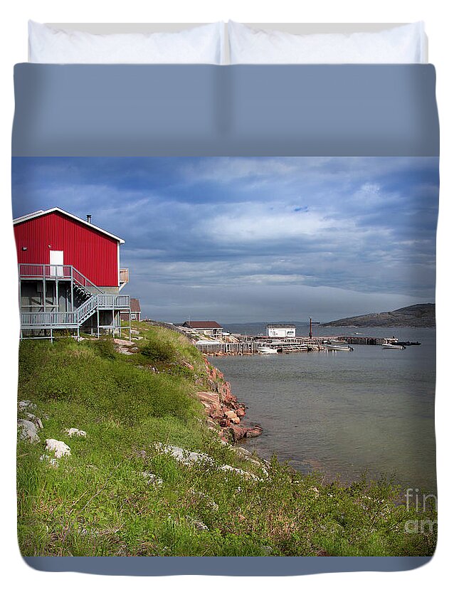 Newfoundland And Labrador Duvet Cover featuring the photograph Hopedale Community Hall in Labrador Canada by Makiko Ishihara