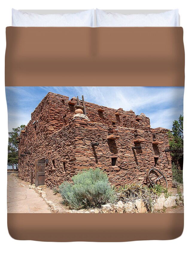 Hopi House At Grand Canyon Duvet Cover featuring the digital art Hopi House at Grand Canyon by Tammy Keyes