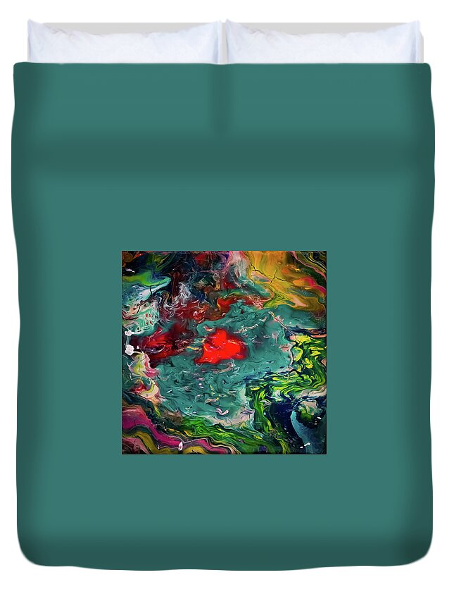  Duvet Cover featuring the painting Hoping Broken, Floating in the Blues by Gena Herro