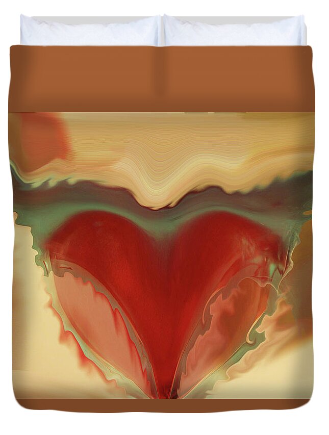 Horned Heart Duvet Cover featuring the digital art Horned Heart by Linda Sannuti