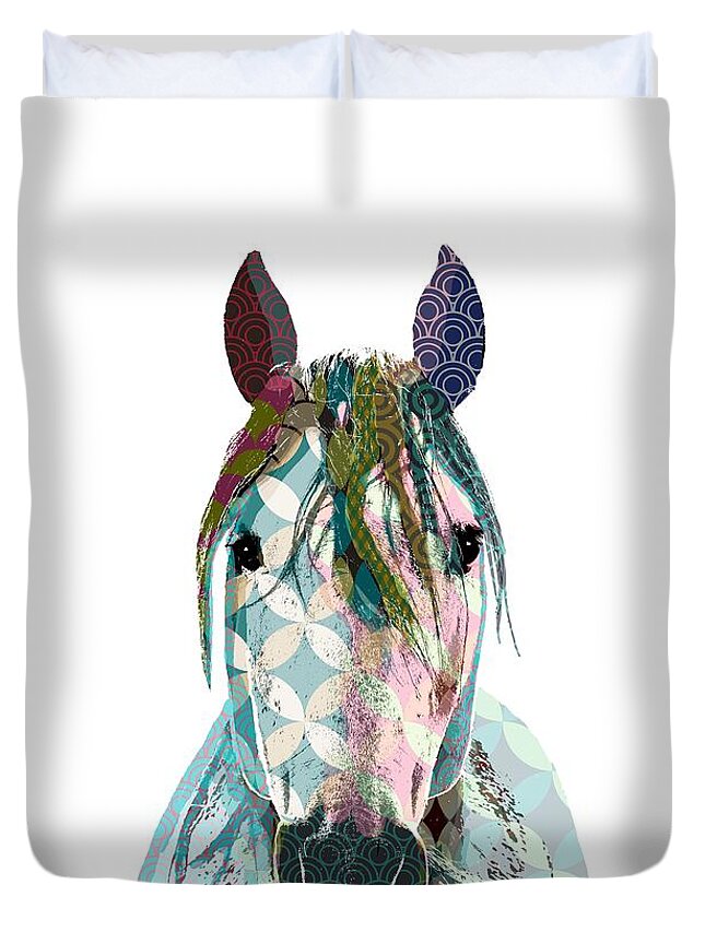 Horse Duvet Cover featuring the digital art Horse 12 by Lucie Dumas