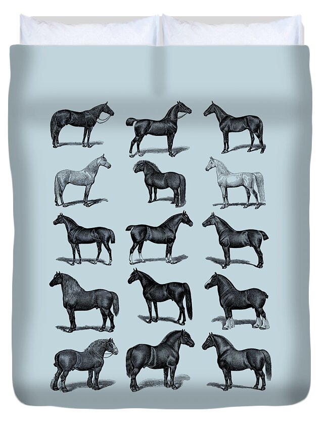 Horse Duvet Cover featuring the digital art Horse Chart by Madame Memento