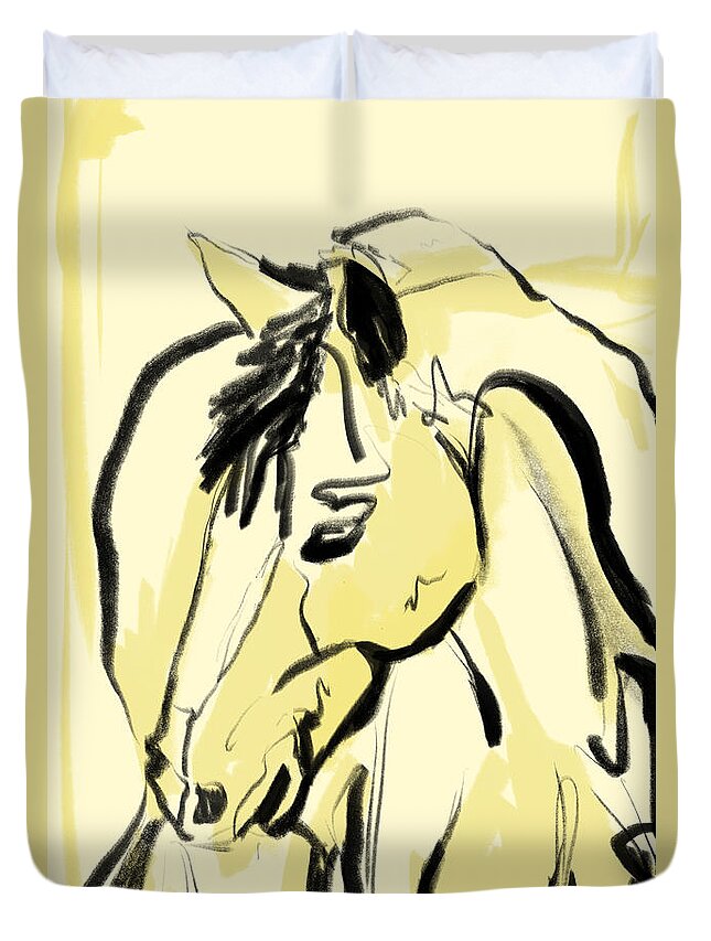 Horse Duvet Cover featuring the painting Horse Sunny by Go Van Kampen