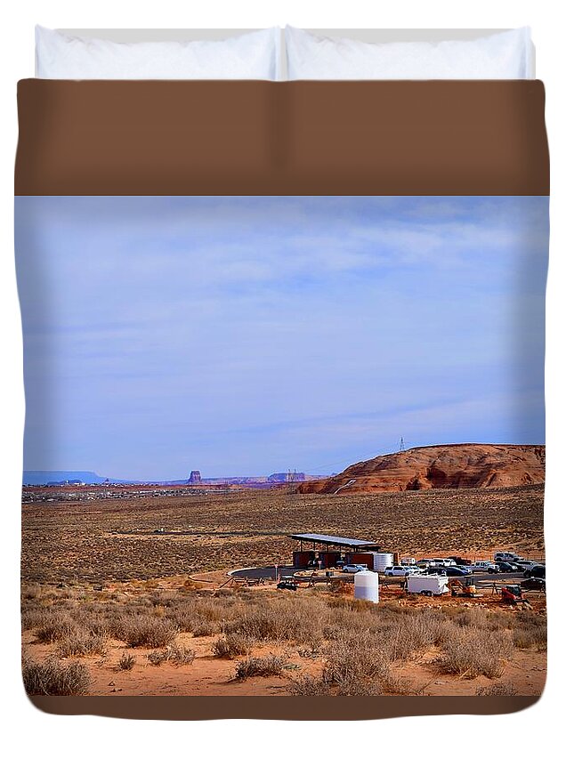 Horseshoe Duvet Cover featuring the photograph Horseshoe Bend Entrance,Page,AZ by Bnte Creations