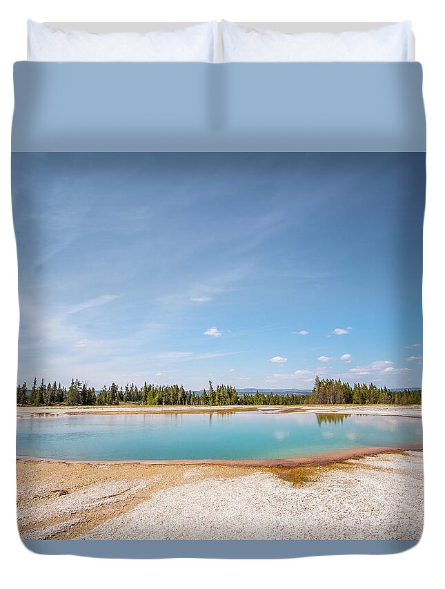 Yellowstone Duvet Cover featuring the photograph Hot spring by Alberto Zanoni