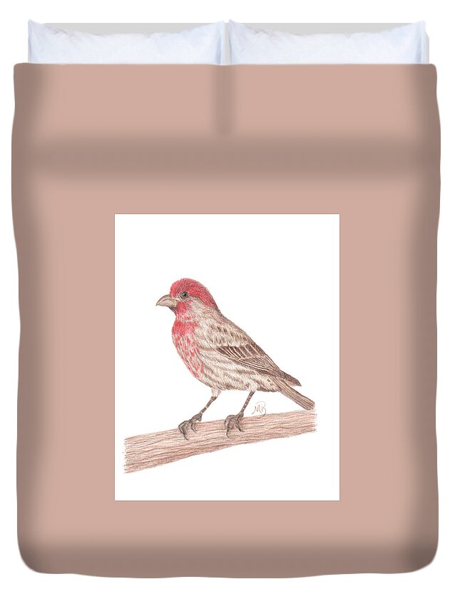 Bird Art Duvet Cover featuring the painting House Finch by Monica Burnette