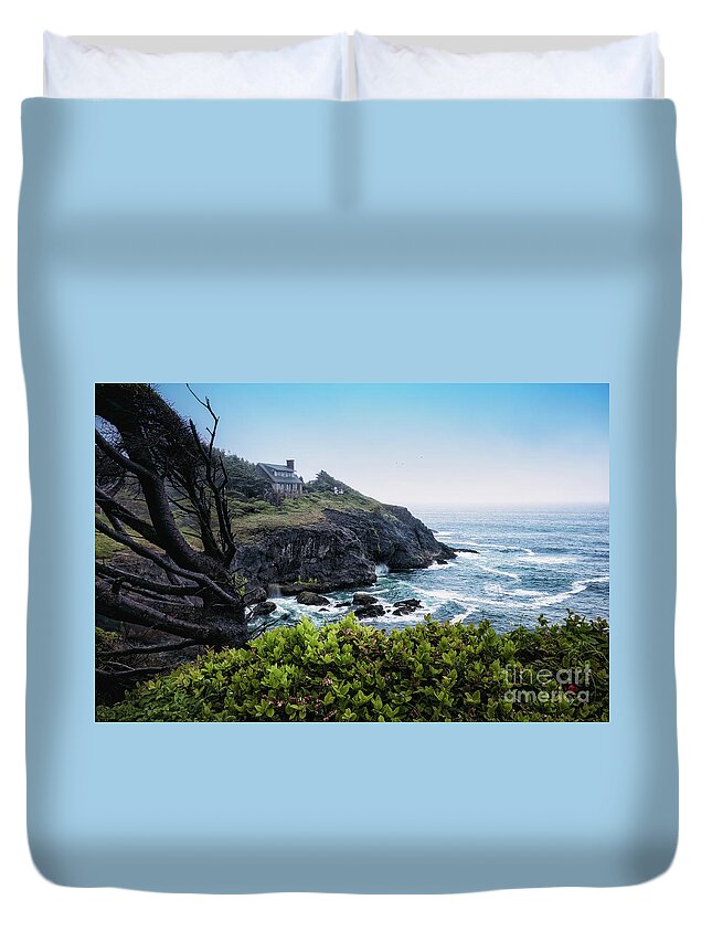 Bush Duvet Cover featuring the photograph House On Otter Crest Loop by Al Andersen