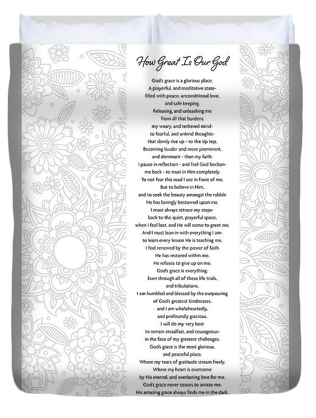 God's Grace Duvet Cover featuring the digital art How Great Is Our God - Poetry by Tanielle Childers