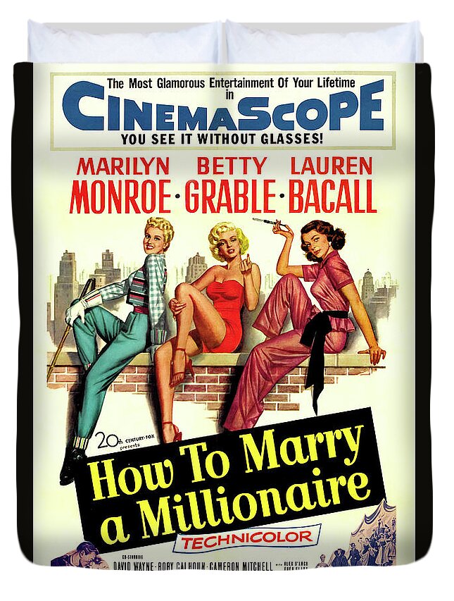 How Duvet Cover featuring the mixed media ''How to Marry a Millionaire'' poster by Stars on Art