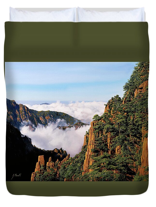 China Duvet Cover featuring the painting Huang Shan by Guido Borelli