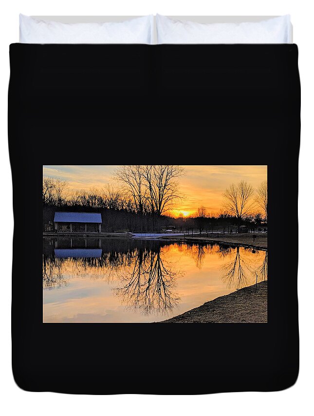  Duvet Cover featuring the photograph Hudson Springs Park Sunset by Brad Nellis