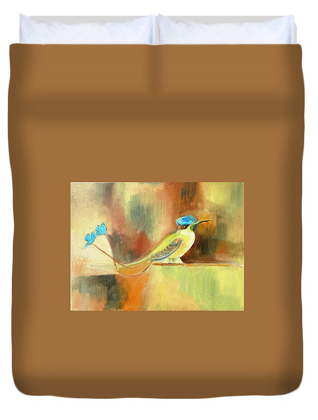 Hummingbird Duvet Cover featuring the painting Hummingbird, Ecuador by Suzanne Giuriati Cerny