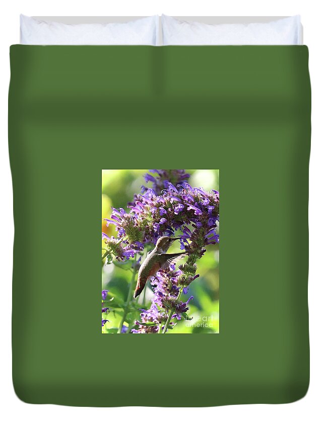 Hummingbird Mint Duvet Cover featuring the photograph Hummingbird Fancy by Carol Groenen