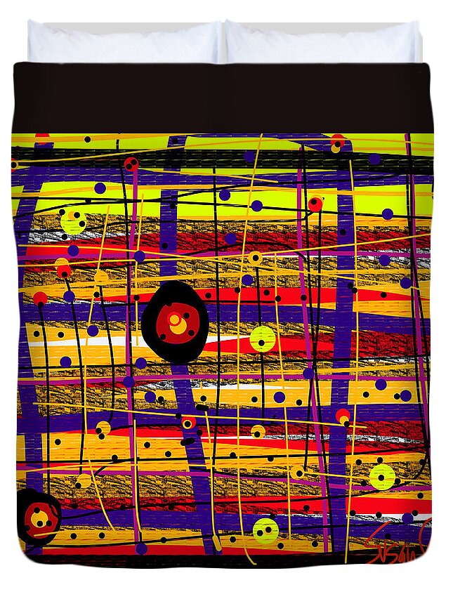Plaid Duvet Cover featuring the digital art Hundertdotters by Susan Fielder