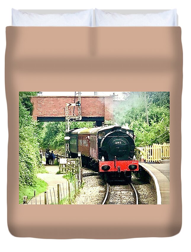No. 3193 Duvet Cover featuring the photograph Hunslet Austerity 3193 0-6-0ST Steam Locomotive by Gordon James