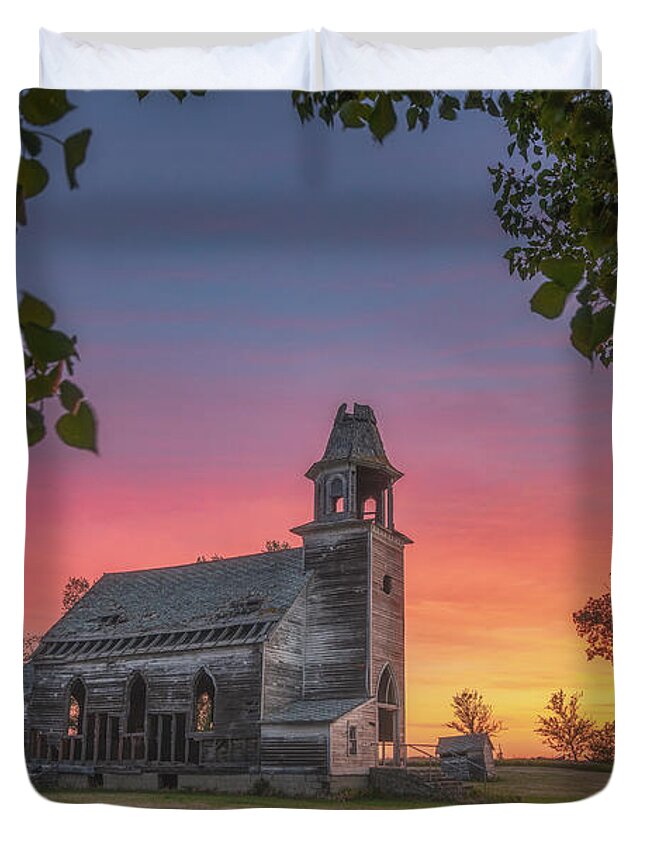 Church Duvet Cover featuring the photograph Hurricane Lake Sunrise by Darren White