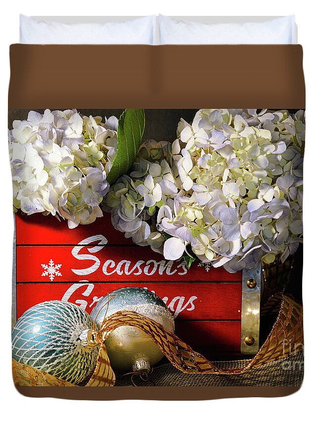 In-house Duvet Cover featuring the photograph Hydrangea Seasonal Box by Diana Mary Sharpton