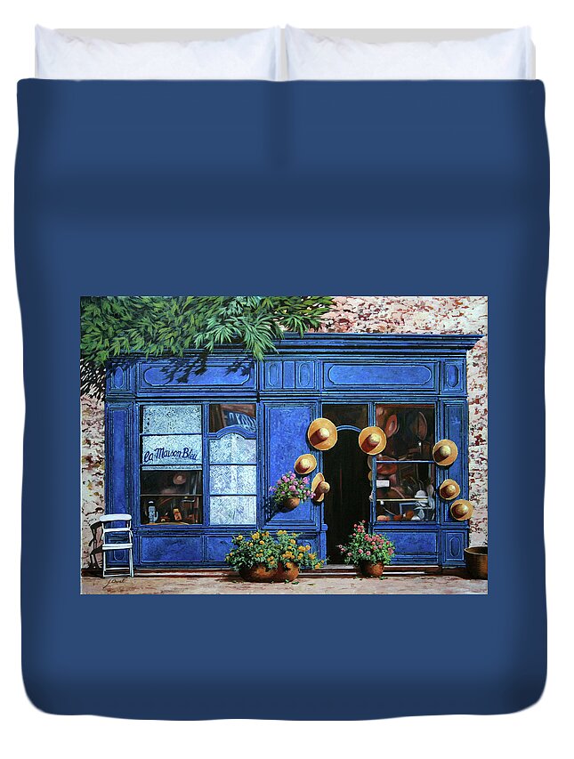 Shop Duvet Cover featuring the painting I Cappelli Gialli by Guido Borelli