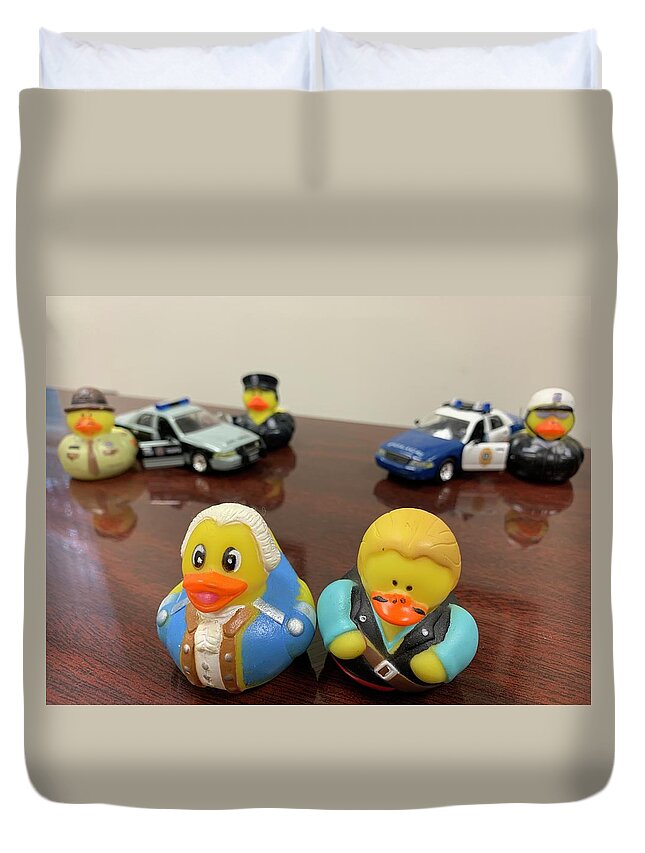 Duck Duvet Cover featuring the photograph I Don't Give a Quack by Lee Darnell