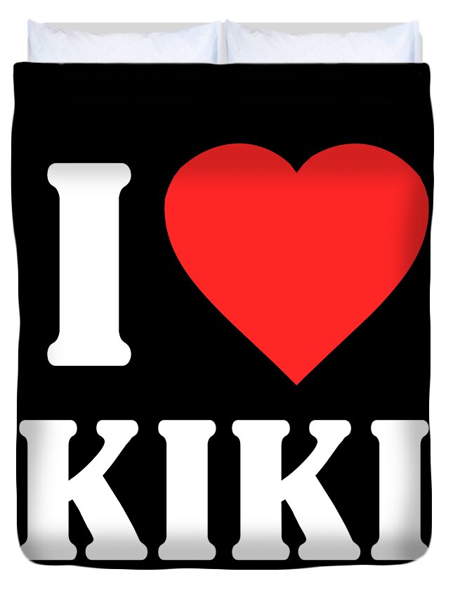 Funny Duvet Cover featuring the digital art I Love Kiki by Flippin Sweet Gear