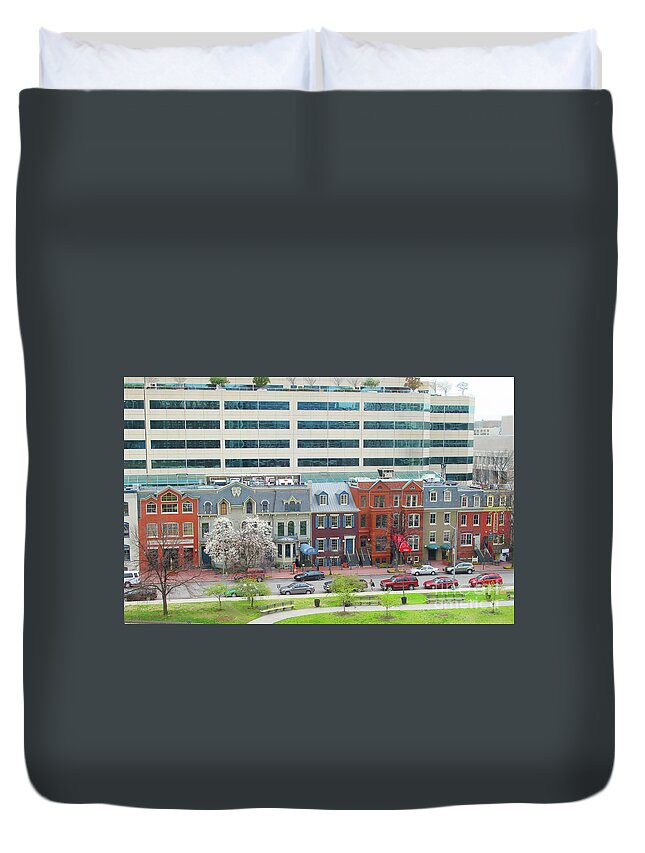 I Street Nw Duvet Cover featuring the photograph I St Nw In Washington DC 1954 by Jack Schultz