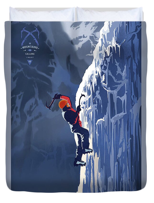 Ice Climbing Duvet Cover featuring the painting Ice Climber by Sassan Filsoof