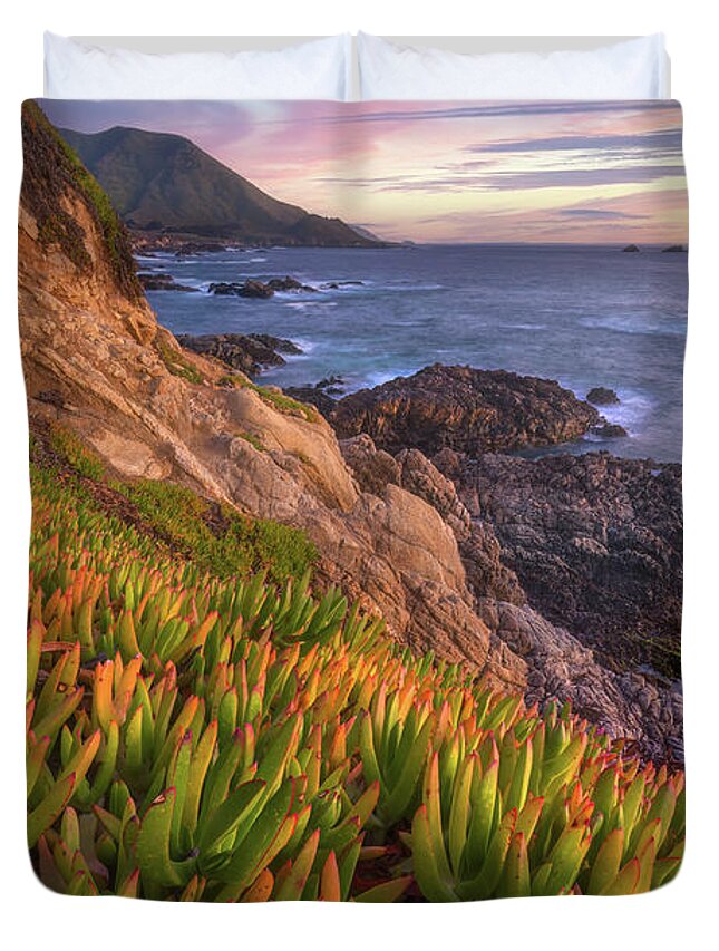 Ice Plant Duvet Cover featuring the photograph Ice Plant Sunset by Darren White
