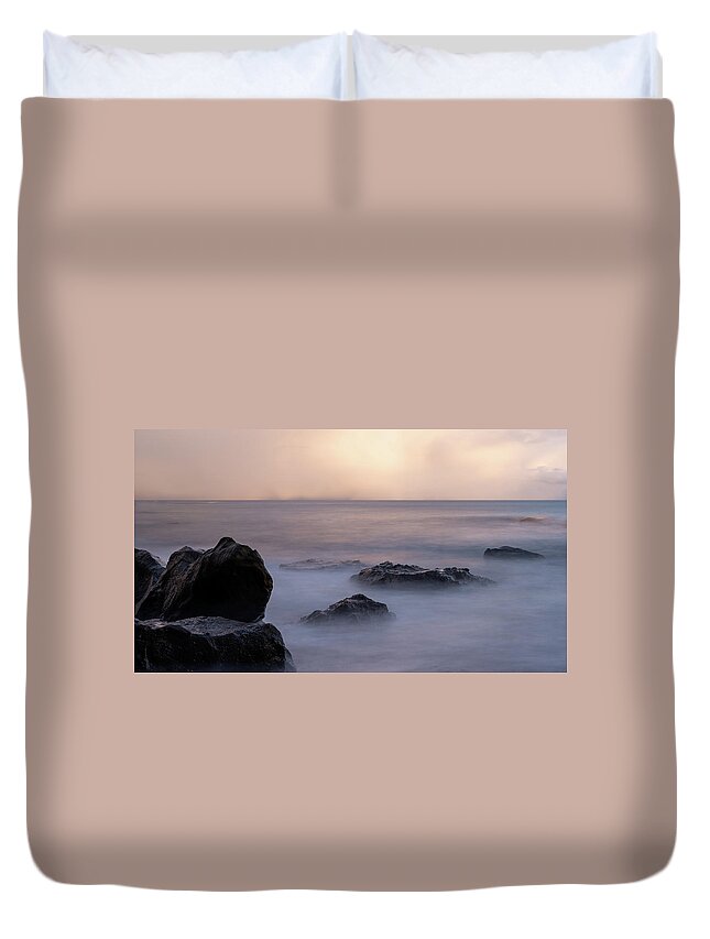 Iceland Duvet Cover featuring the photograph Iceland Foggy Rocks by William Kennedy