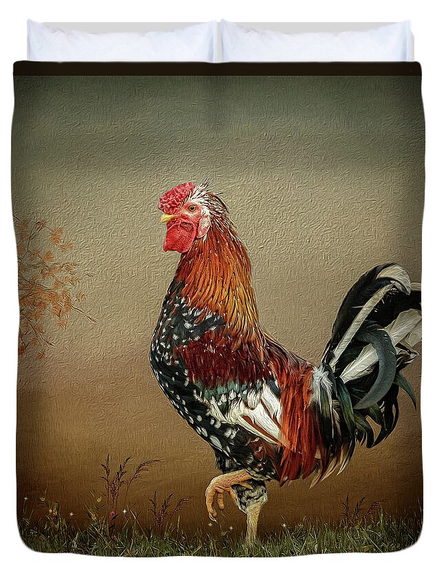 Icelandic Rooster Duvet Cover featuring the digital art Icelandic Rooster by Maggy Pease