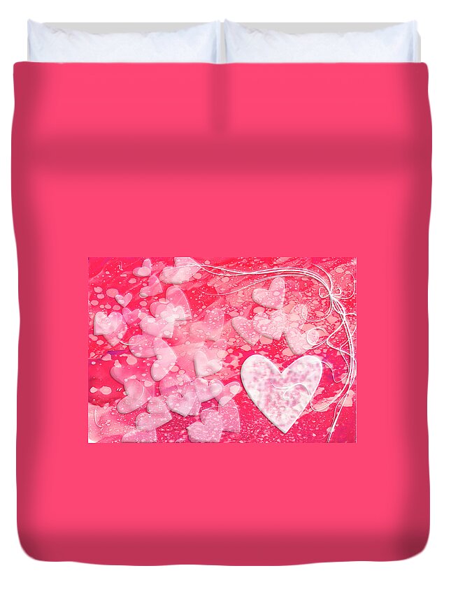 Hearts Duvet Cover featuring the mixed media Icing on the Cake by Moira Law