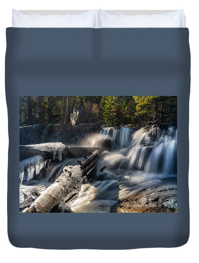 Waterfall Duvet Cover featuring the photograph Icy falls by Devin Wilson