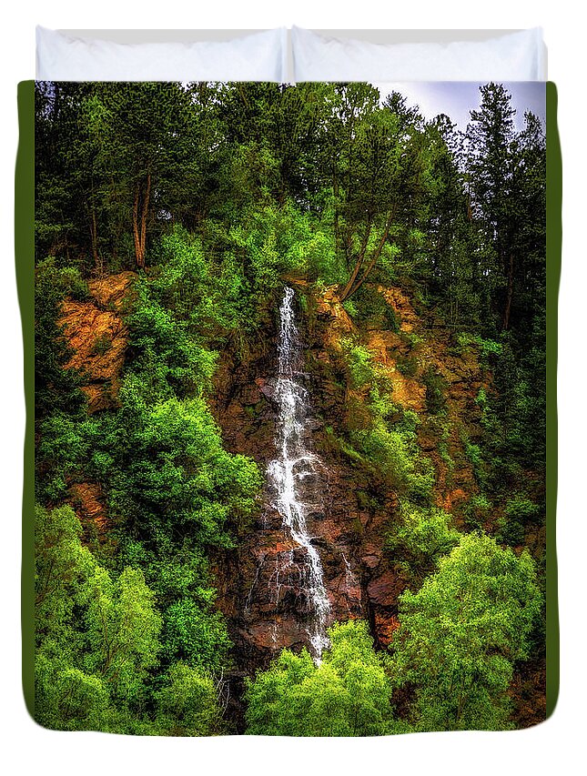 Jon Burch Duvet Cover featuring the photograph Idaho Springs Waterfall by Jon Burch Photography