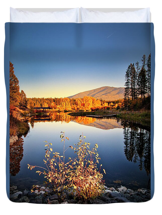 Lake Duvet Cover featuring the photograph Idlewild Reflections by Thomas Nay