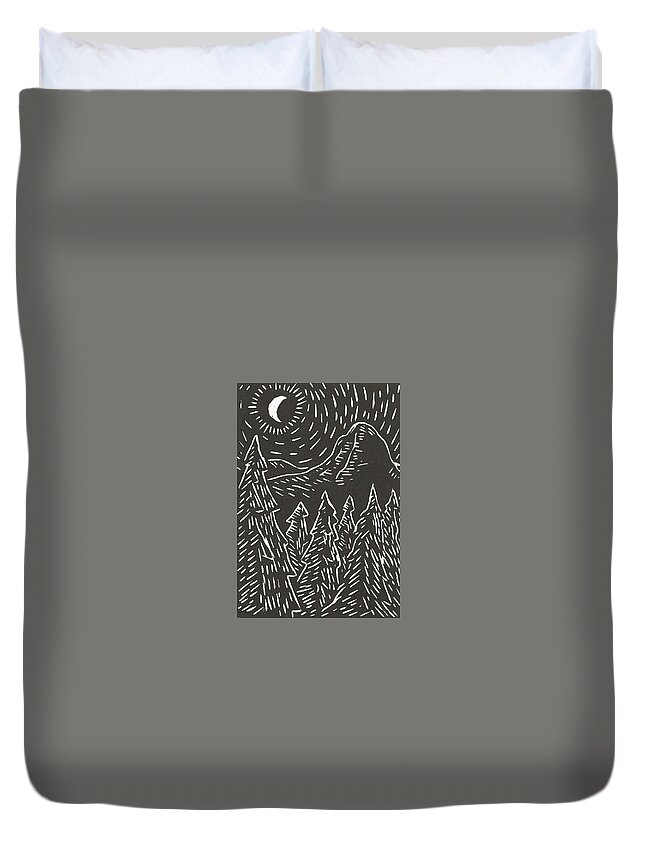 Moonlight Duvet Cover featuring the relief Idyllwild Moonlight by Gerry High