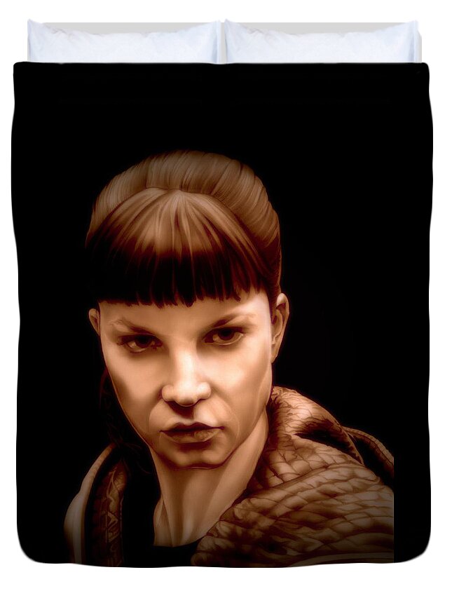 Blade Runner Duvet Cover featuring the drawing I'm the Best One - Luv - Blade Runner 2049 Edition by Fred Larucci