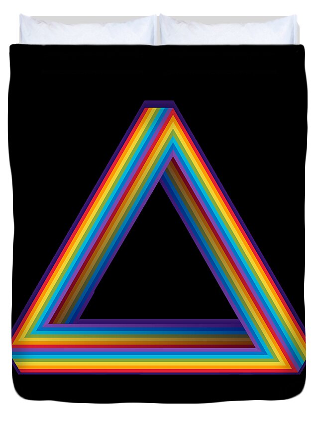 Depth Duvet Cover featuring the painting Impossible Rainbow Triangle by Tony Rubino