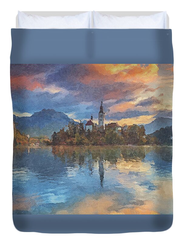 Europe Duvet Cover featuring the photograph Impressionistic Bled by Elias Pentikis