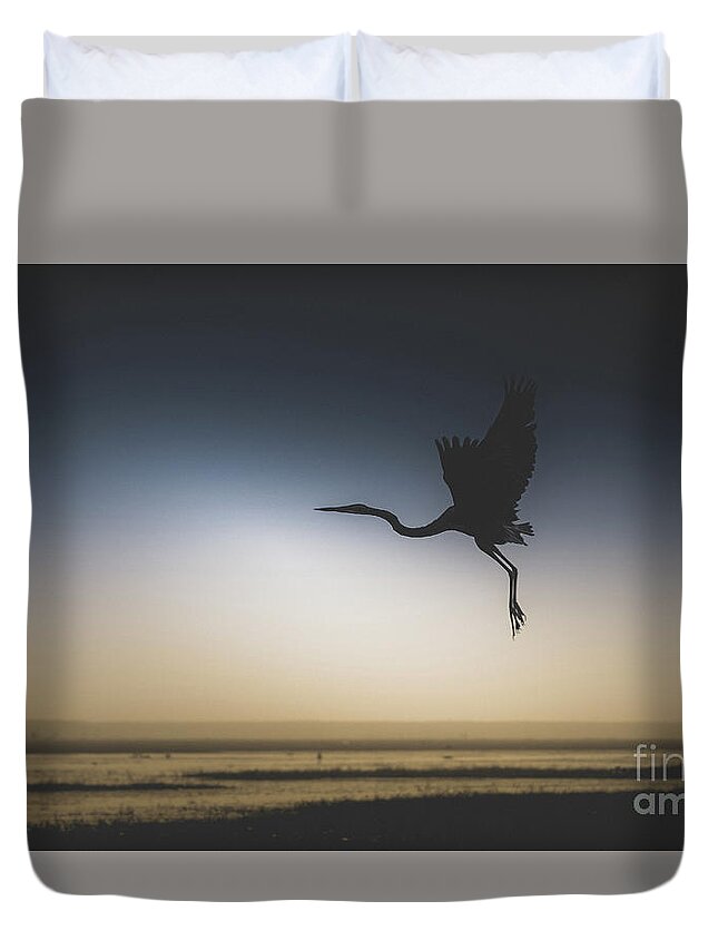 Bird Duvet Cover featuring the photograph In Flight by Dheeraj Mutha