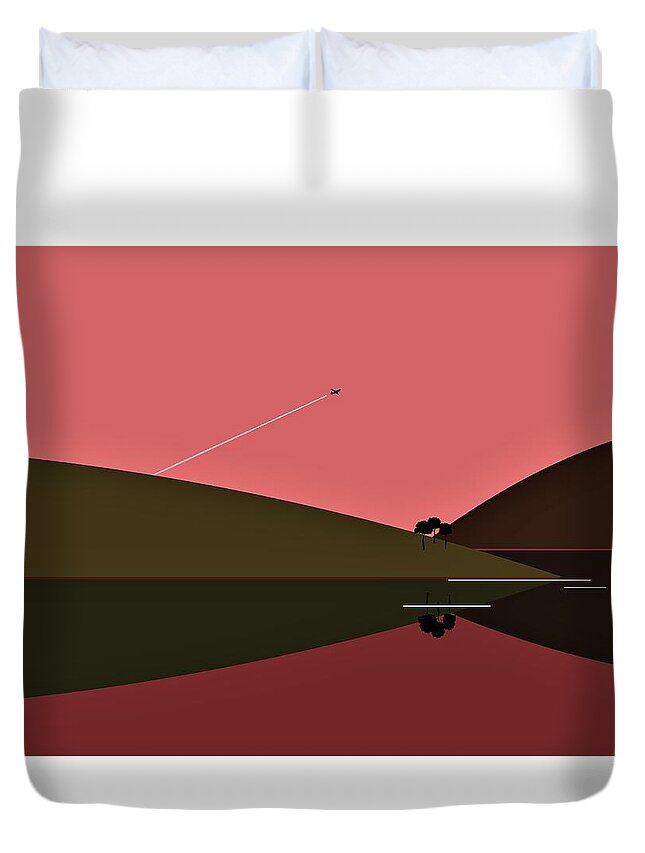 Flying Duvet Cover featuring the digital art In Flight by Fatline Graphic Art