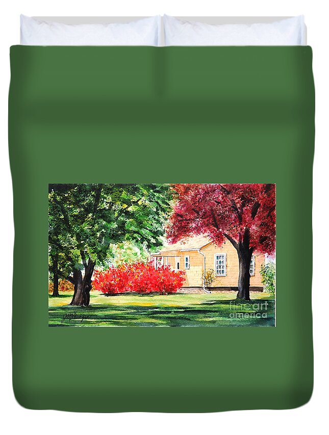 Bush Duvet Cover featuring the painting In Full Bloom by Joseph Burger
