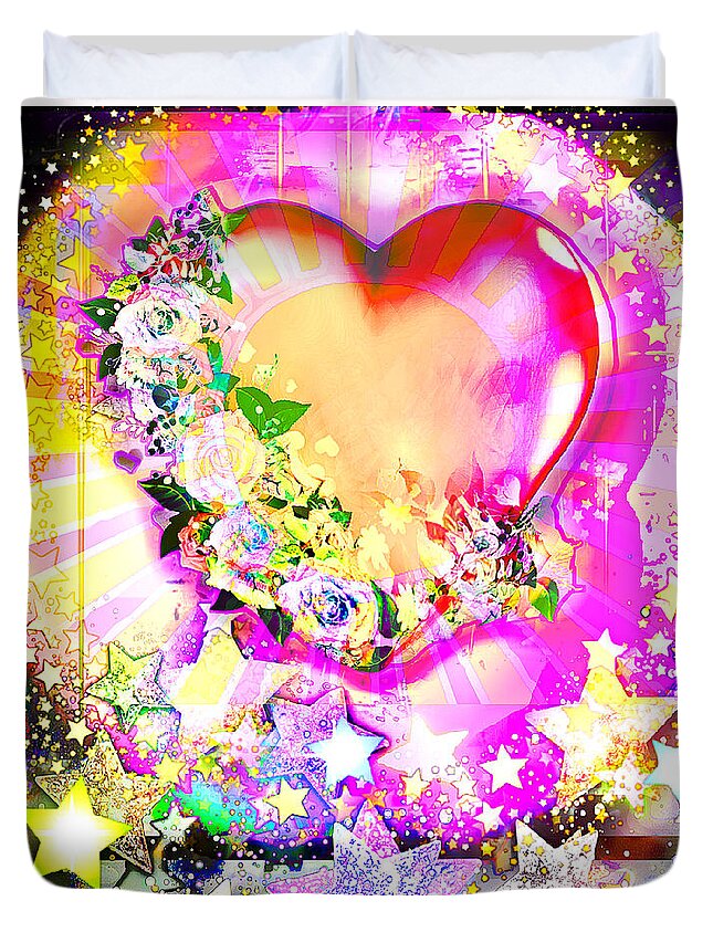 Hearts Duvet Cover featuring the digital art In Heartbeats by BelleAme Sommers