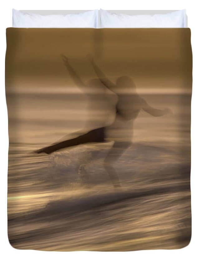 Surf Duvet Cover featuring the photograph In motion 3 by Nicolas Lombard