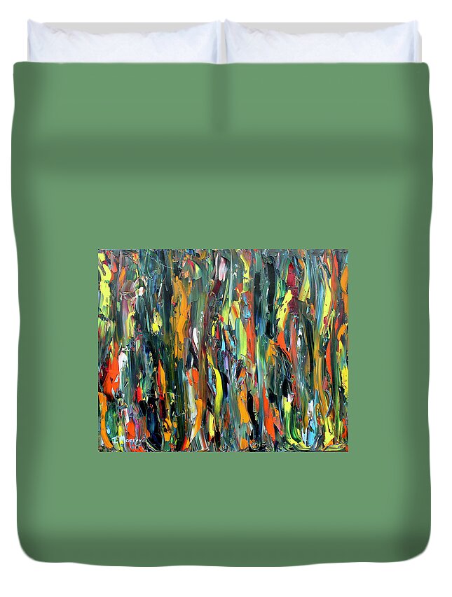 Abstract Duvet Cover featuring the painting In the Depths 3 by Teresa Moerer